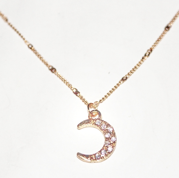 Blingy golden astrology Moon necklace - Picture 1 of 9